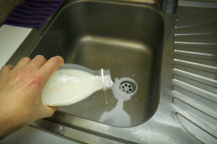 Can you pour milk down the drain?