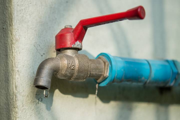 You may have a leaking outdoor faucet if it is clogged or frozen.