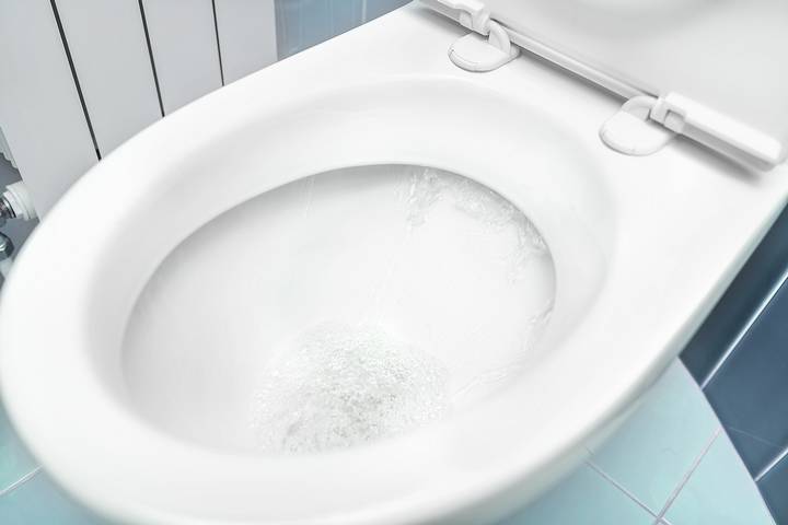 A blocked vent stack may cause air bubbles in toilet.